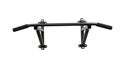Wall-mounted pull-up bar with foam grips and bracket supports