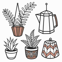 Collection of indoor plants and a teapot