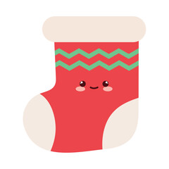 Cute Kawaii Christmas Stocking Vector