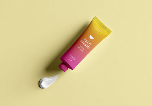Hand Cream Tube Mockup with Texture