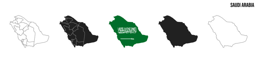 Saudi Arabia map set. Map of Saudi Arabia with flag.  Vector EPS 10