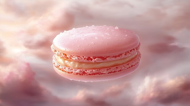 a large, beautiful macaron, elegant and detailed, soft pastel colors, delicate textures