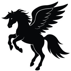 Obraz premium Black winged horse rearing up pegasus mythical creature