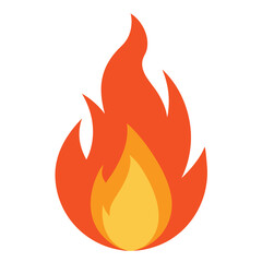Flat Fire Flame Icon Vector on White Background
