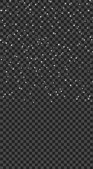 White snow flurries fall softly against the transparent background creating a peaceful winter scene	
