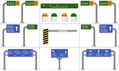 Sign board for highways, toll booths and plaza for easy navigation