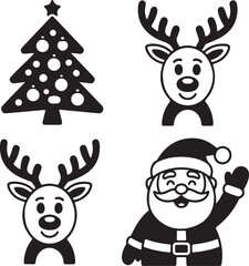 Naklejka premium Festive christmas black and white design elements for holiday season cheer