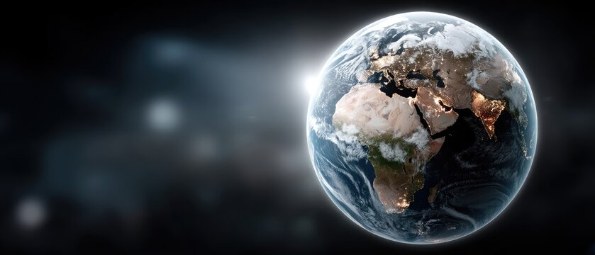 A 3D globe illustrates global connections with lines and dots of light, symbolizing the digital world and international links