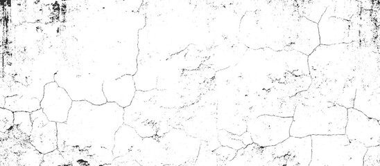 Vector Black and white cracked wall, old wall, grunge wall paint effect, grungy transparent texture background. Vector grunge cracked texture style with cracked texture.