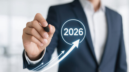 Business growth 2026 target goal achievement strategy plan forecast upward arrow success future vision leadership planning
