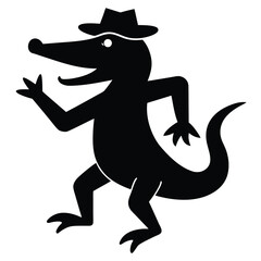 Obraz premium Black alligator wearing hat reptile animal