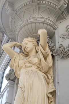 Vienna, Austria, Europe Beautiful Art Nouveau building  sculpture detail.
