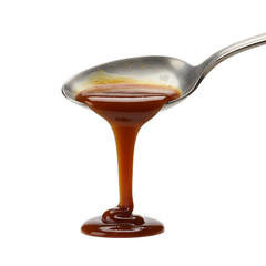 Sweet Caramel Sauce Dripping from Spoon - Delicious Dessert Topping