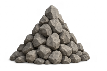 Stone pile of rough gray rocks forming pyramid