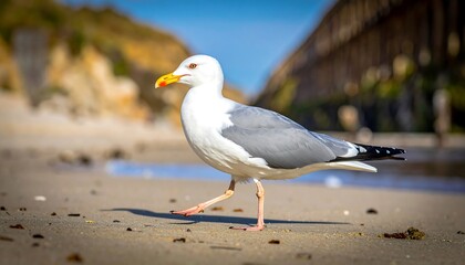 Fototapeta premium Seagull on sandy beach