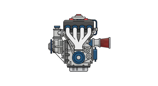 Detailed Illustration of a Powerful Internal Combustion Engine.