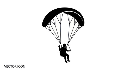 Silhouette of a Paraglider with Canopy and Person. © wong