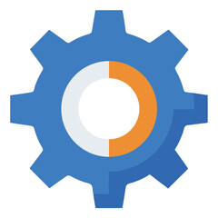 Flat Gear Settings Icon Vector on White Background