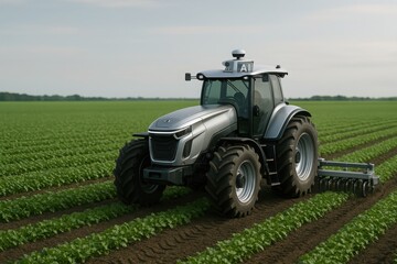 Fototapeta premium Autonomous Tractor Smart Farming Technology for Precision Agriculture Innovation