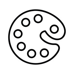 Simple outline of an artist s paint palette with circular wells for colors
