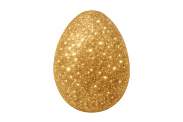 Golden glitter egg on a transparent background. Concept expressing luxury, wealth, easter, treasure, and prosperity