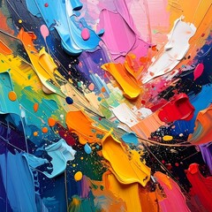 Vibrant abstract painting with impasto texture