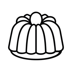 Simple outline drawing of a fluted bundt cake or gelatin dessert on a plate