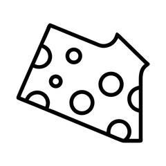 Simple line art illustration of a swiss cheese wedge with distinctive holes