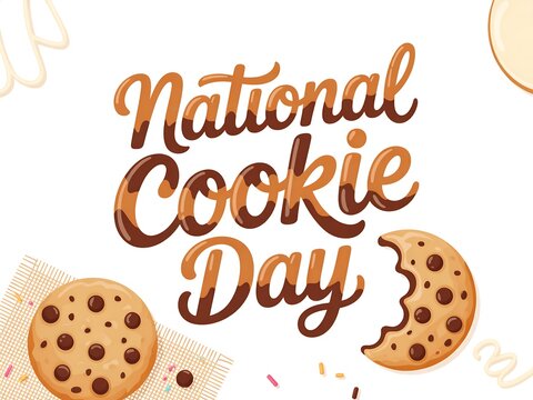 Celebrate national cookie day with delicious baked treats and sweet festive lettering for holidays and celebrations