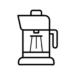 Simple line art illustration of a modern automatic drip coffee maker