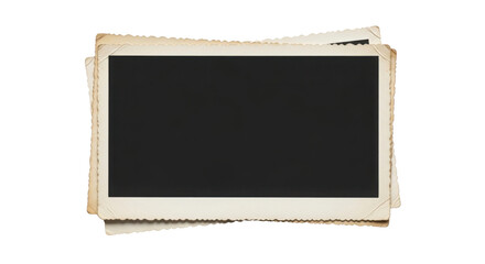 Old photo frames stack with blank space isolated on white background