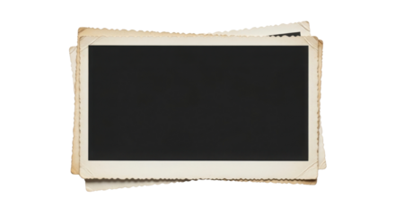 Old photo frames stack with blank space isolated on white background