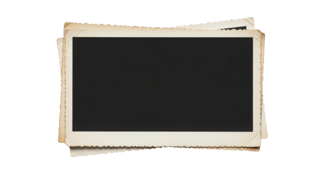 Old photo frames stack with blank space isolated on white background