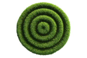 Green spiral maze design made of fresh grass creates a unique pattern perfect for landscaping or creative garden projects in springtime