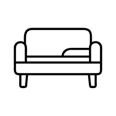 Simple line art icon of a modern two seater sofa for interior design concepts