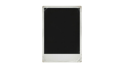 Blank polaroid frame with black empty space isolated on white background