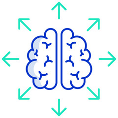 human brain outline color icon design