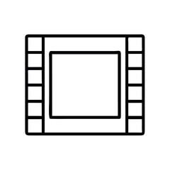 Simple line art icon representing a film reel with a blank screen