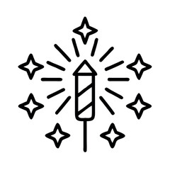 Stylized icon of a firework rocket exploding with stars and rays