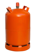 Orange lpg gas cylinder providing cooking fuel energy
