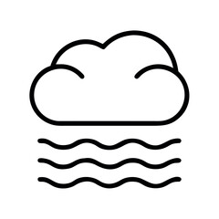 Simple line art icon representing foggy weather conditions with a cloud and wavy lines