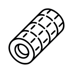 Simple line drawing of a cylindrical object with a textured surface and hollow center
