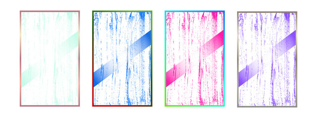 Set of four colorful grunge backgrounds isolated on transparent background