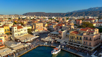 Chania, Crete, Greece, aerial drone view