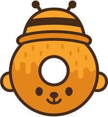 Cute Donut Character Illustration with Bee Hat
