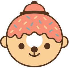 Cute Donut Character with Sprinkles Vector Illustration
