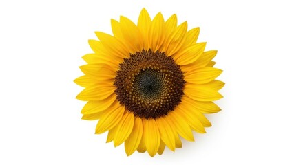 Fototapeta premium Vibrant yellow sunflower head isolated on a clean white background
