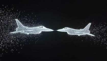 Two Sparkle Fighter Jets Facing Each Other
