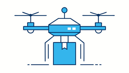 Blue Delivery Drone Carrying a Package shipping logistics