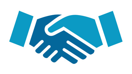Blue Handshake Icon on White Background Keywords: handshake, agreement, partnership, business